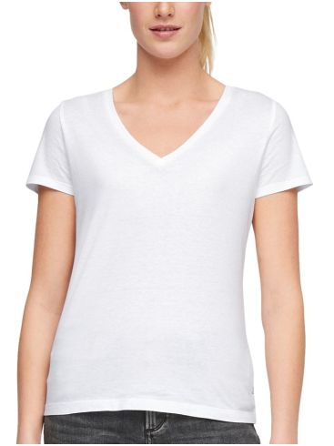 S.OLIVER Γυναικείο λευκό jersey T-shirt V 2058279-0100 White