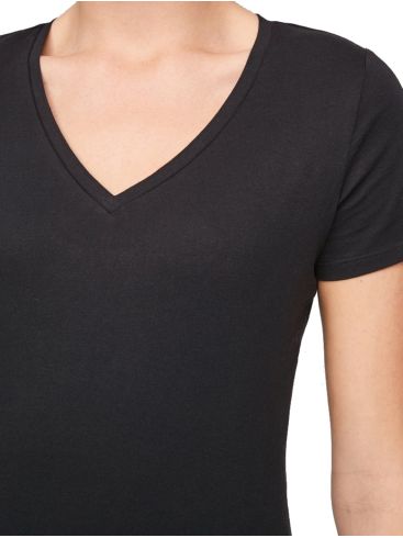 S.OLIVER Women's black jersey T-shirt V 2058279-9999 Black