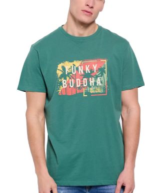More about FUNKY BUDDHA Ανδρικό πράσινο T-Shirt Οργανικο Βαμβακι FBM007-047-04 PALM LEAF