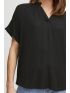 FRANSA Γυναικεία μαύρη κοντομάνικη μπλούζα πουκάμισο 20611896-200113
