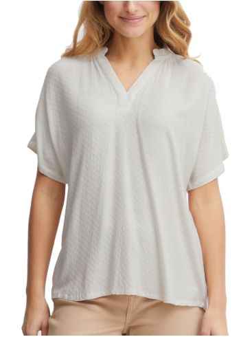 FRANSA Women's off-white short-sleeved blouse 20611896-130905