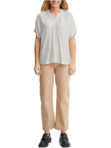 FRANSA Γυναικεία εκρού κοντομάνικη μπλούζα πουκάμισο 20611896-130905