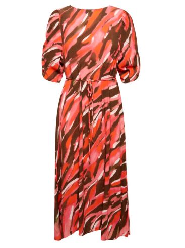 FRANSA Πολύχρωμο φόρεμα, μανίκι 3/4, άνοιγμα V στην πλάτη, 20611920-201839