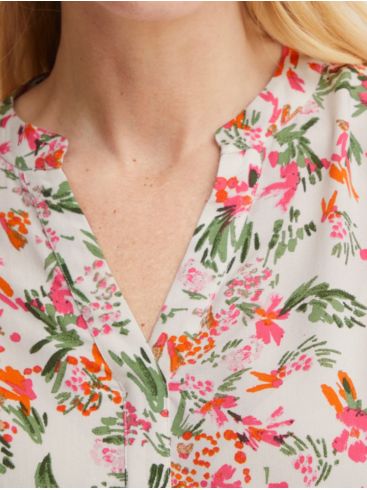 FRANSA Γυναικεία φλοράλ κοντομάνικο πουκάμισο μπλούζα V 20612367-201837