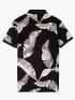 LOSAN Men's Black and White Floral Pique Polo Shirt 311-1076AL