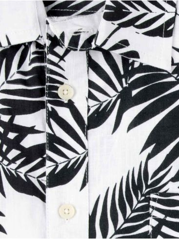 LOSAN Ανδρικό ασπρόμαυρο κοντομάνικο πουκάμισο 311-3018AL