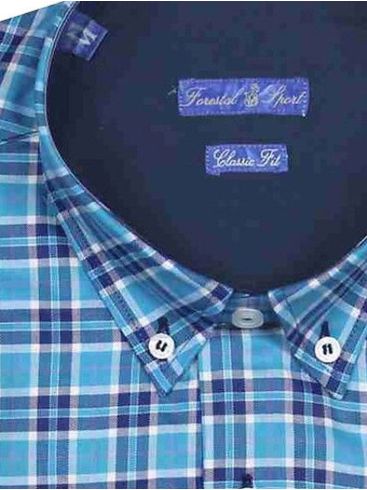 FORESTAL Men's blue plaid long-sleeved shirt (up to 7XL) . 901-220