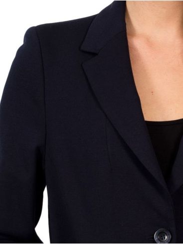 BRAVO Γυναικείο μαύρο κρέπ μεσάτο δίκουμπο σακάκι