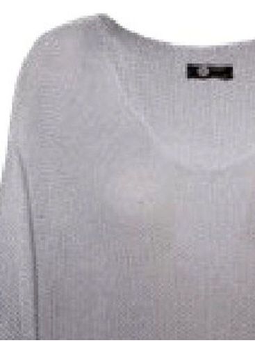 M MADE IN ITALY Γυναικεία γκρί  ψιλή πλεκτή μπλούζα νυχτερίδα 33-12062R Silver