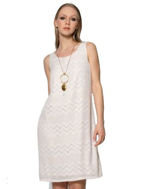 BRAVO Sleeveless off-white midi dress 23073