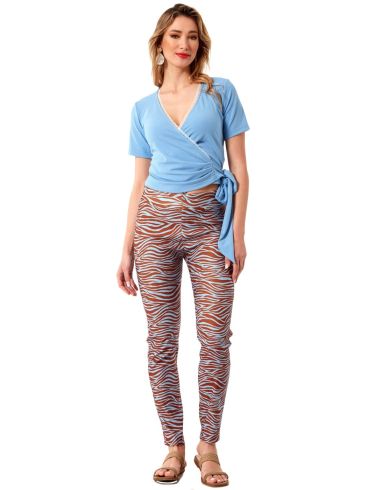 ANNA RAXEVSKY Γυναικείο πολύχρωμο τιγρέ ελαστικό παντελονοκολάν T23105