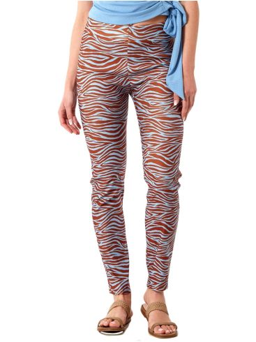 ANNA RAXEVSKY Γυναικείο πολύχρωμο τιγρέ ελαστικό παντελονοκολάν T23105