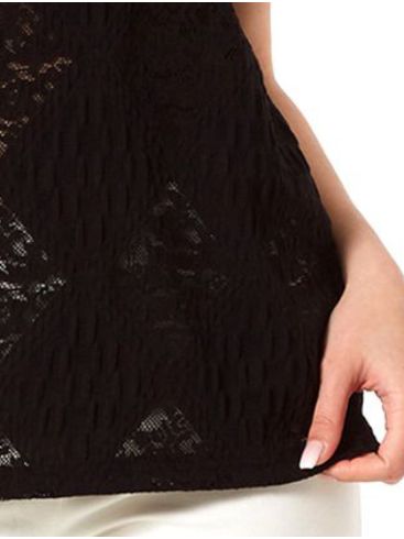 ANNA RAXEVSKY Women's black jacquard straight line blouse B23101 BLACK
