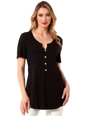 ANNA RAXEVSKY Women's black short-sleeved blouse B23140 BLACK
