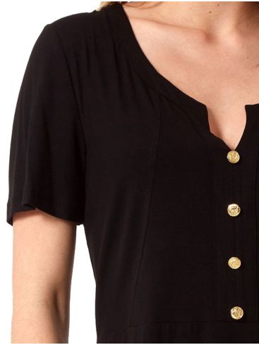 ANNA RAXEVSKY Γυναικεία μάυρη κοντομάνικη μπλούζα B23140 BLACK