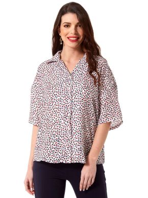 ANNA RAXEVSKY Women's short sleeve oversize shirt B23114