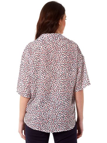 ANNA RAXEVSKY Γυναικείο εμπριμέ κοντομάνικο oversize πουκάμισο B23114