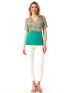 ANNA RAXEVSKY Women's green cruise ethnic blouse B23110 GREEN