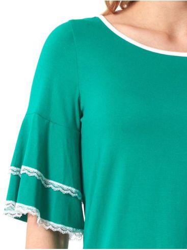 ANNA RAXEVSKY Women's green blouse with double ruffles B23119 GREEN