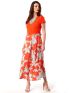 ANNA RAXEVSKY Γυναικεία πορτοκαλί φλοράλ κλος μίντι φούστα F23105