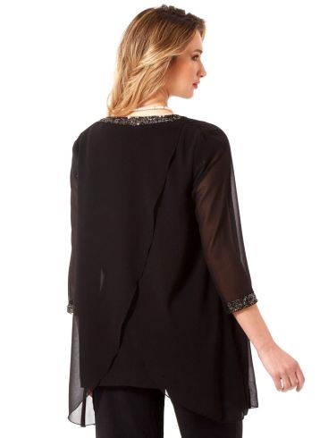 ANNA RAXEVSKY Women's black tunic, with cross back Z23101 BLACK