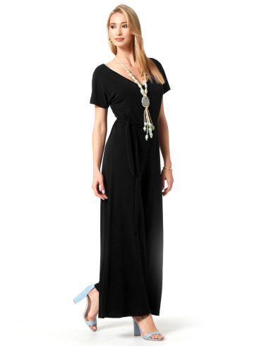 ANNA RAXEVSKY Μαύρη ολόσωμη ζαπονέ φόρμα V D23109 BLACK