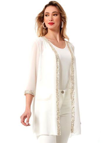 ANNA RAXEVSKY Women's off-white trouser sleeve jacket Z23103 ECRU