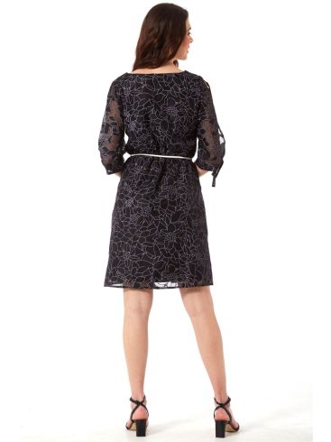 ANNA RAXEVSKY Black devore dress with tying sleeves D23116