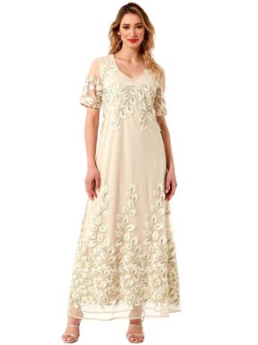 More about ANNA RAXEVSKY Beige maxi dress with embroidered tulle D23120