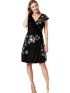 MARYLAND Μαύρο κοντομάνικο φόρεμα με μοτίβο 16502 Opal