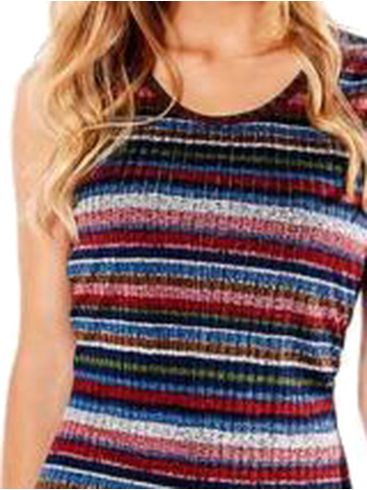 MARYLAND Colorful striped knit short sleeve dress