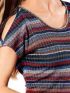 MARYLAND Γυναικείο πολύχρωμο ριγέ πλεκτό κοντομάνικο μπλουζάκι 12223 HAWA