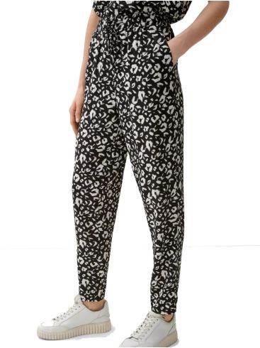 S.OLIVER Women's black and white trousers 2132619-99A6 Black