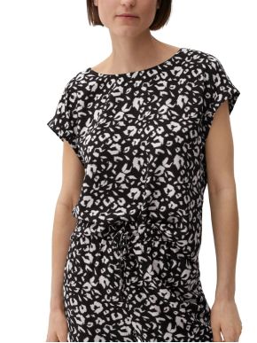 More about S.OLIVER Women's black and white short-sleeved viscose blouse 2132617-99A6 Black