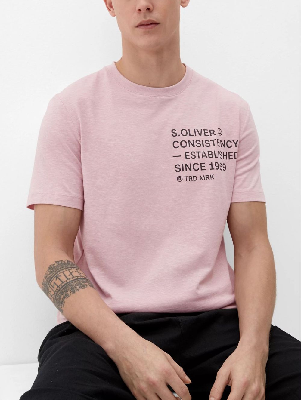 S.OLIVER Men\'s pink short-sleeved T-Shirt 2129852.41W2 Rose | T-Shirts