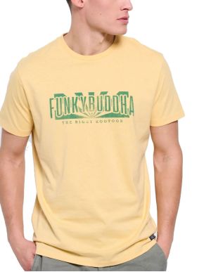 FUNKY BUDDHA Ανδρικό κίτρινο T-Shirt FBM007-037-04 VANILLA YELLOW