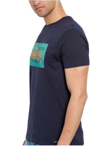 FUNKY BUDDHA Ανδρικό μπλέ navy T-Shirt FBM007-326-04 NAVY