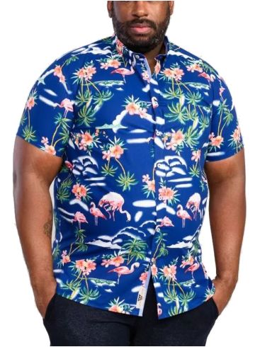 DUKE Men's Short Sleeve Hawaiian Shirt (Up to 7XL) DURHAM-D555 Blue