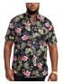 DUKE Men's Short Sleeve Hawaiian Shirt 101306 WILTON-D555 Black
