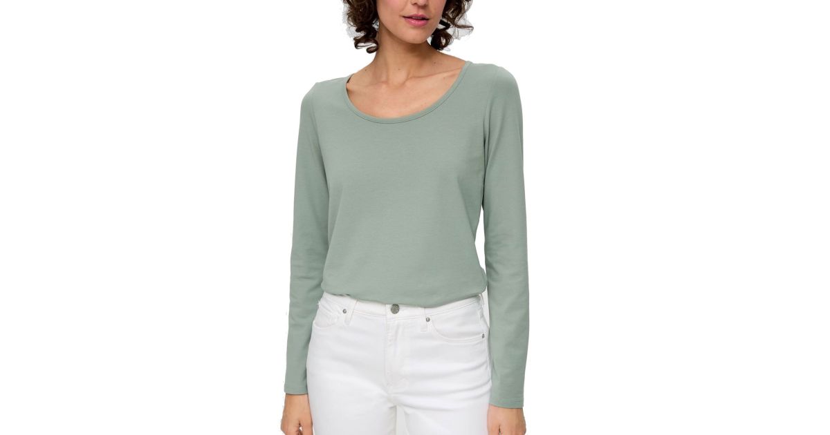 S.OLIVER Women\'s olive long sleeve blouse 2135961.7210 Sage Green | Shirts