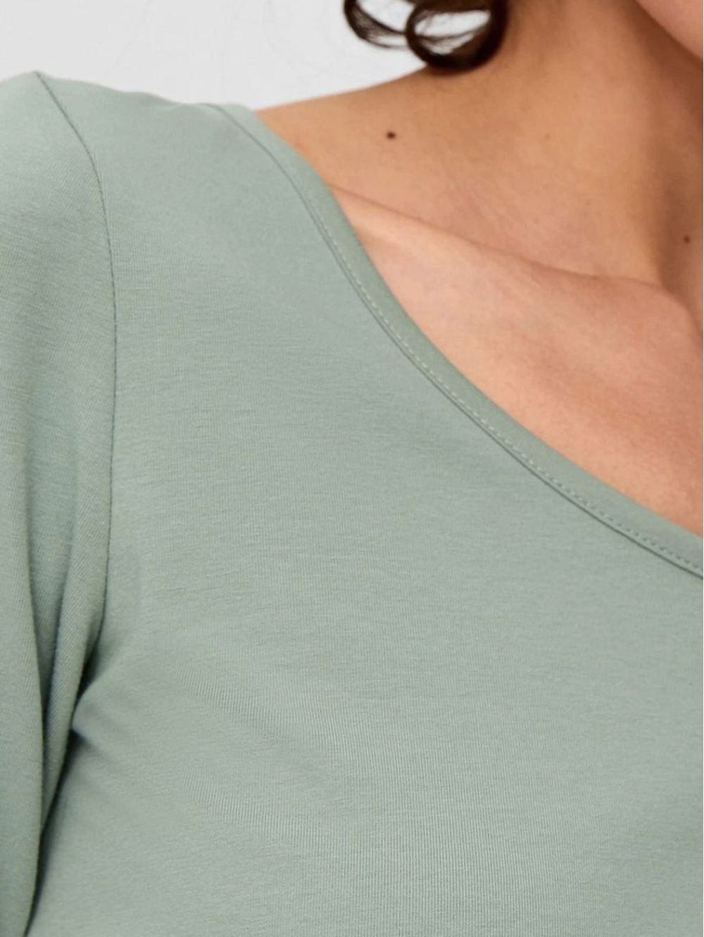 S.OLIVER Women\'s olive long sleeve blouse 2135961.7210 Sage Green