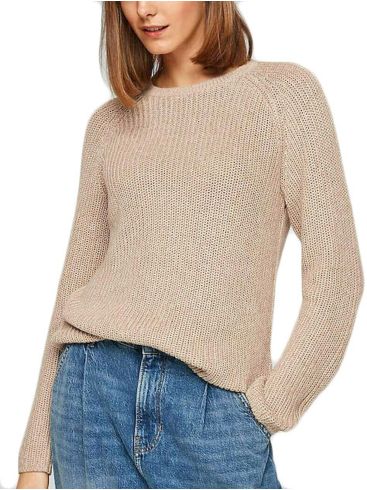 S.OLIVER Women's beige knitted long sleeve blouse 2102135-82W0