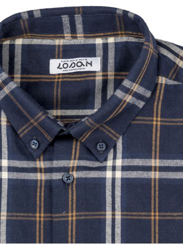 LOSAN Men's Blue Long Sleeve Flannel Shirt LMNAP0102_23015 625 Navy