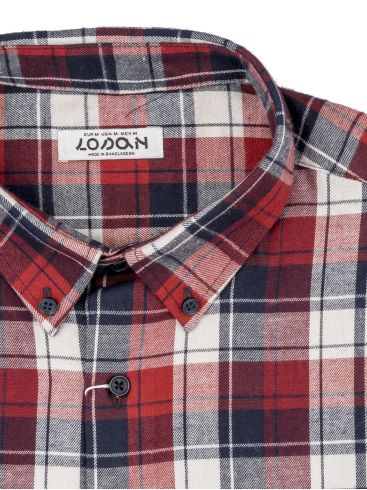 LOSAN Ανδρικό κόκκινο μακρυμάνικο πουκάμισο φανέλα LMNAP0102_23013  040 Red