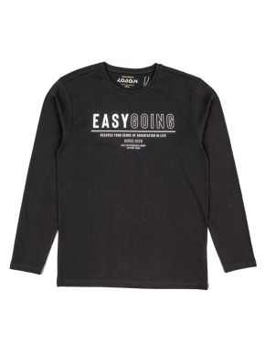 LOSAN Men's Black Long Sleeve Print T-Shirt LMNAP0103_23043 002 Black