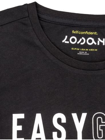 LOSAN Ανδρικό μαύρο κοντομάνικο μπλουζάκι T-Shirt LMNAP0103_23043 002 Black