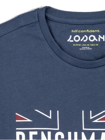 LOSAN Men's Blue Long Sleeve Print T-Shirt LMNAP0103_23042 692
