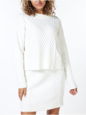 ESQUALO Γυναικείο λευκό πουλόβερ F23 18506 Off White