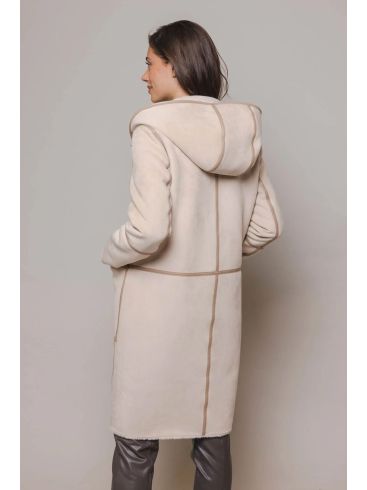 RINO PELLE Ολλανδικό γυναικείο παλτό διπλής όψης OVA 7002310 Stone