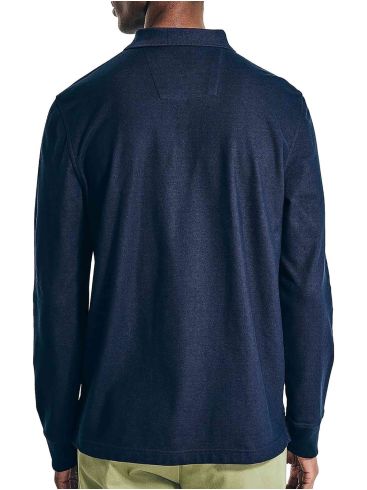 NAUTICA Men's blue long sleeve pique polo shirt 3NCK37108 NC4NV